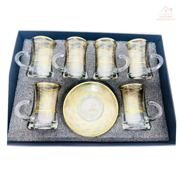 Luxury 12 - Piece Arabic Tea Glass Set with Gold Design | Elegant Istikanah Cups & Saucers - Souk Al Ras