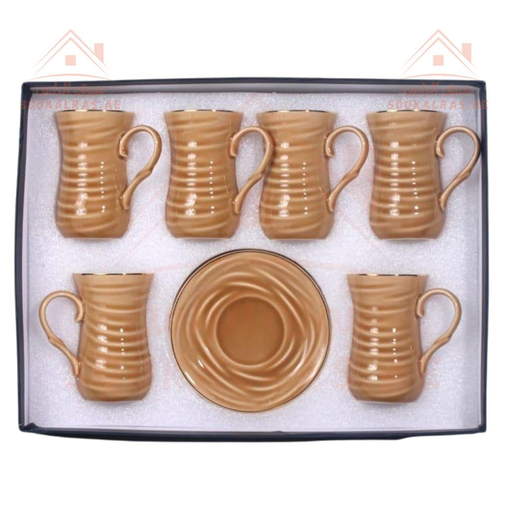 Luxury 12 - Piece Tea Cup & Saucer Set | Elegant Design | Perfect for Home & Gifting - Souk Al Ras