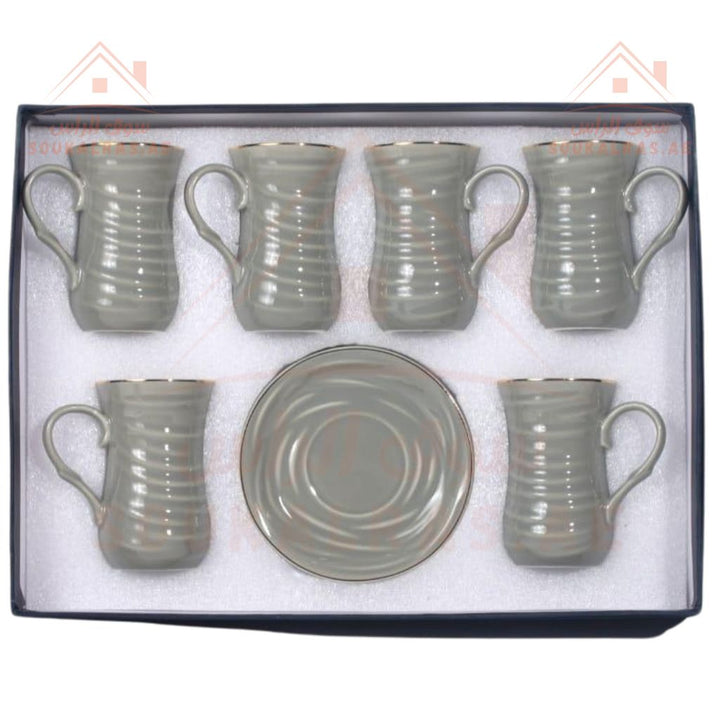 Luxury 12 - Piece Tea Cup & Saucer Set | Elegant Design | Perfect for Home & Gifting - Souk Al Ras