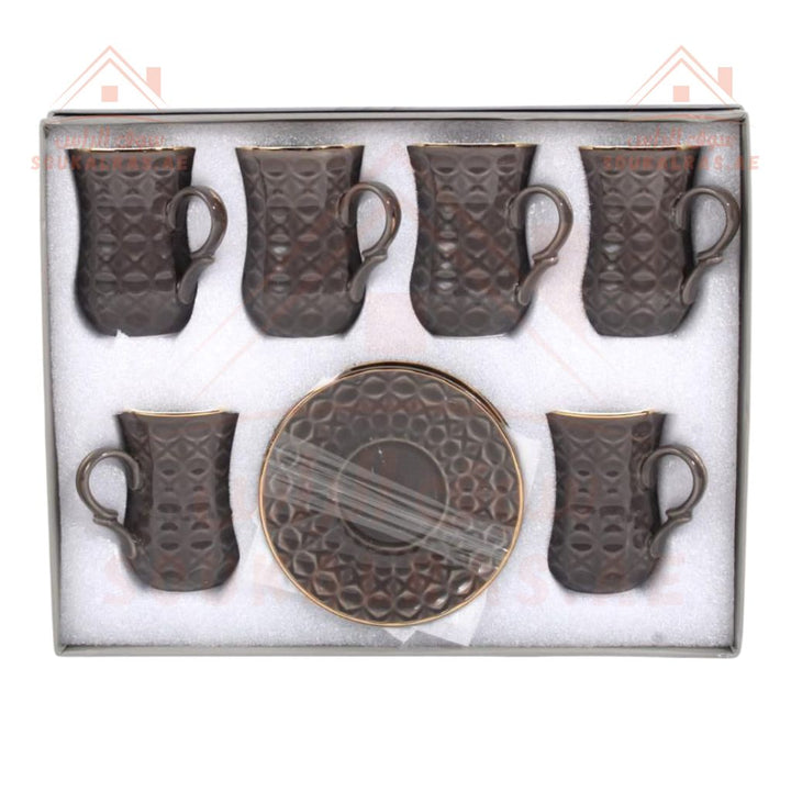 Luxury 12 - Piece Tea Cup & Saucer Set | Elegant Design | Perfect for Tea & Coffee - Ideal for home - Souk Al Ras