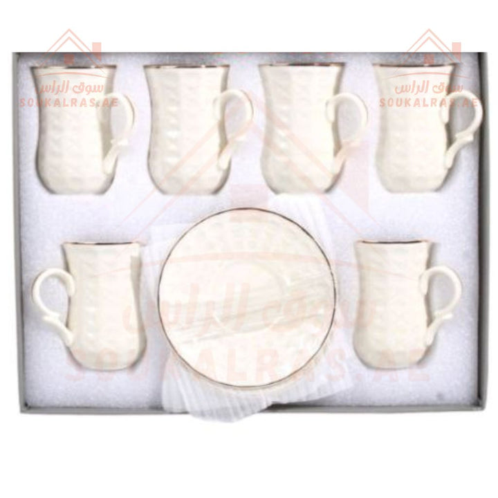 Luxury 12 - Piece Tea Cup & Saucer Set | Elegant Design | Perfect for Tea & Coffee - Ideal for home - Souk Al Ras