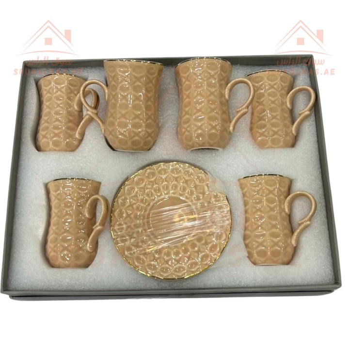 Luxury 12 - Piece Tea Cup & Saucer Set | Elegant Design | Perfect for Tea & Coffee - Ideal for home - Souk Al Ras