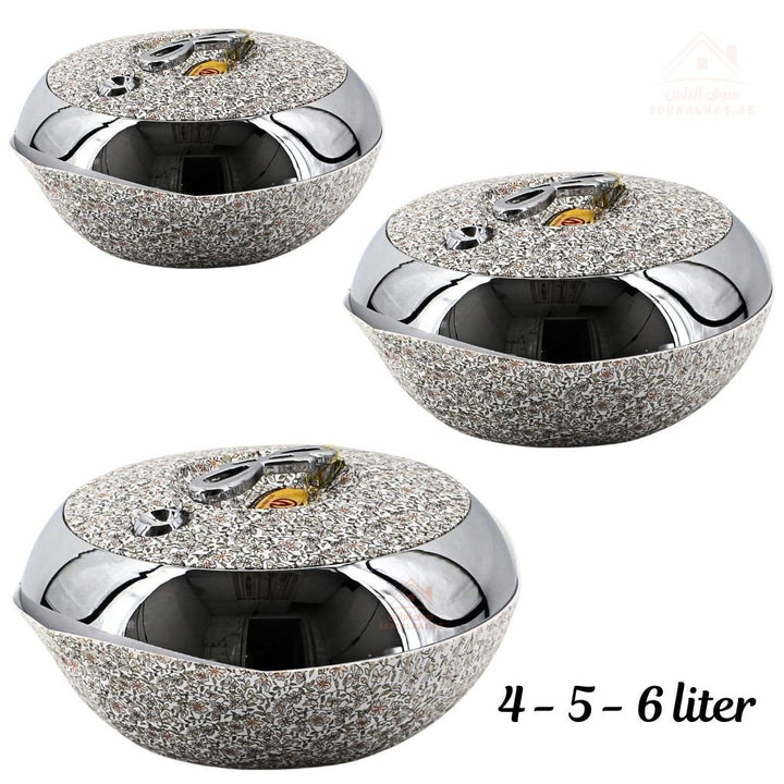 Luxury 3 - Piece Thermal Serving Bowl Set | 4L, 5L, 6L | Keeps Food Hot for Hours | Premium Insulated Casseroles - Souk Al Ras