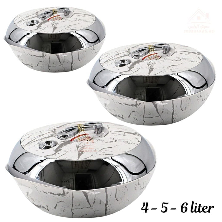 Luxury 3 - Piece Thermal Serving Bowl Set | 4L, 5L, 6L | Keeps Food Hot for Hours | Premium Insulated Casseroles - Souk Al Ras