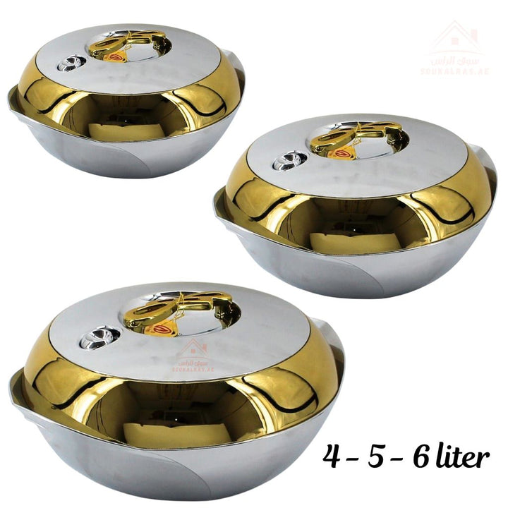 Luxury 3 - Piece Thermal Serving Bowl Set | 4L, 5L, 6L | Keeps Food Hot for Hours | Premium Insulated Casseroles - Souk Al Ras