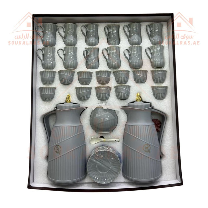 Luxury 52 - Piece Arabic Coffee & Tea Set | 2 - Piece Vacuum Flask Collection with Elegant Cups & Accessories - Souk Al Ras