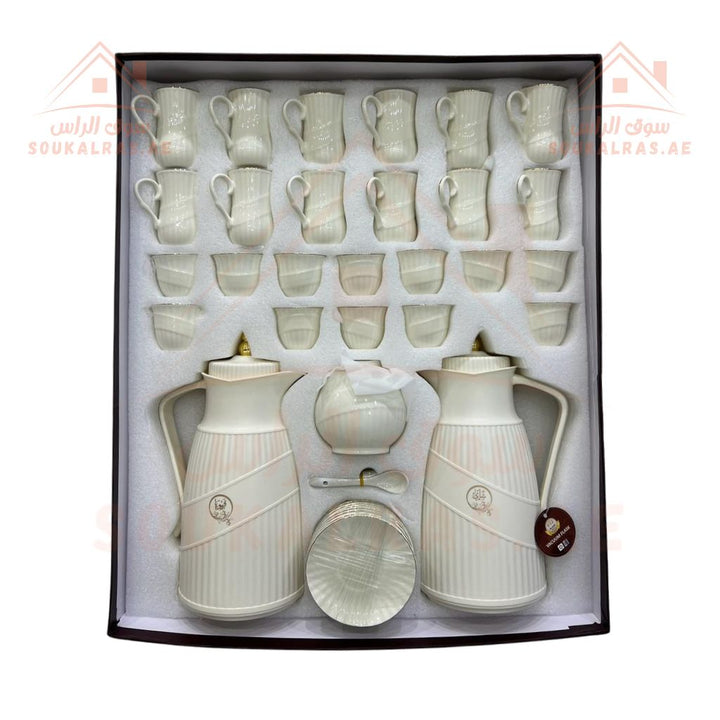 Luxury 52 - Piece Arabic Coffee & Tea Set | 2 - Piece Vacuum Flask Collection with Elegant Cups & Accessories - Souk Al Ras