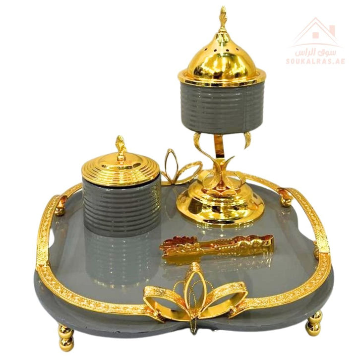 Luxury 8 - Piece Bakhoor Set Collection – Black, Grey, White, Wood & Champagne Gold Designs | Premium Incense Burner Sets - Souk Al Ras