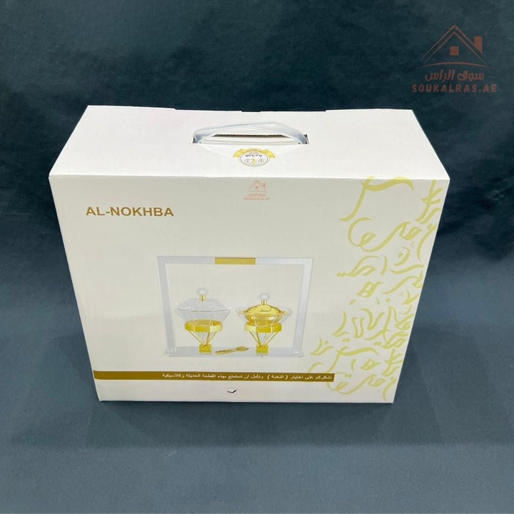 Luxury Acrylic Bakhoor Burner & Sweets Box Set – Premium 2 - Piece Incense Burner with Clear Display Stand | Elegant Home & Majlis Serving Set | Multiple Colors - Souk Al Ras
