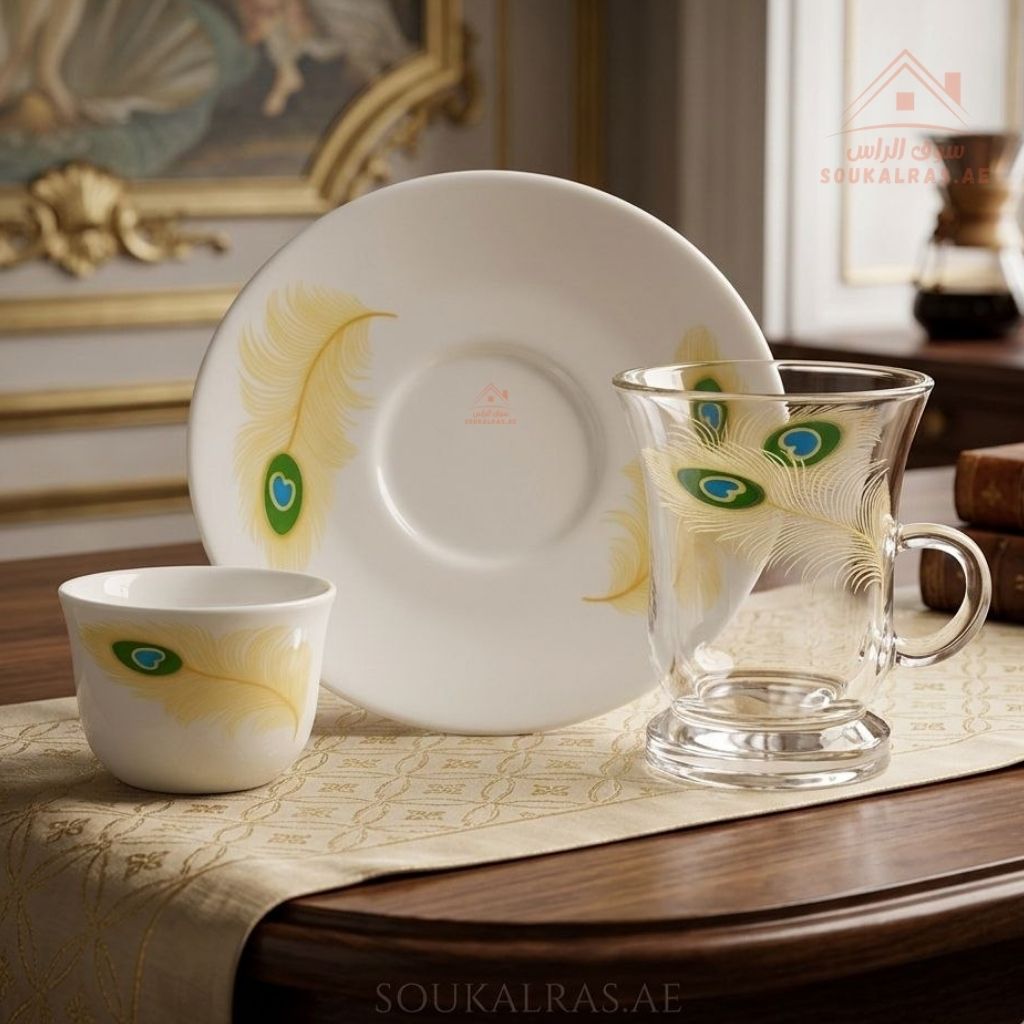 Luxury Arabic Coffee & Tea Set 6 Arabic coffee cups (Cawa cups), 6 gla ...