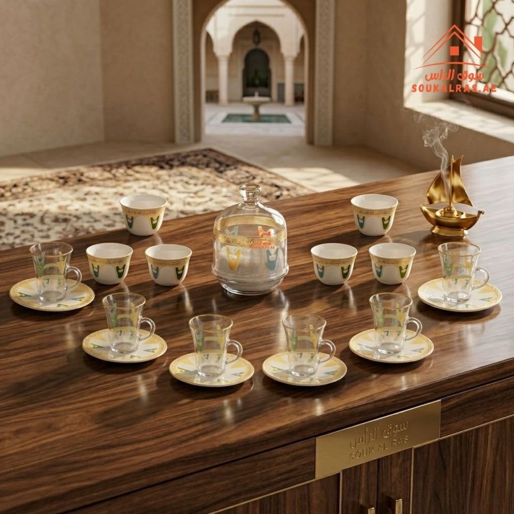 Luxury Arabic Coffee & Tea Set 6 Arabic coffee cups (Cawa cups), 6 gla ...
