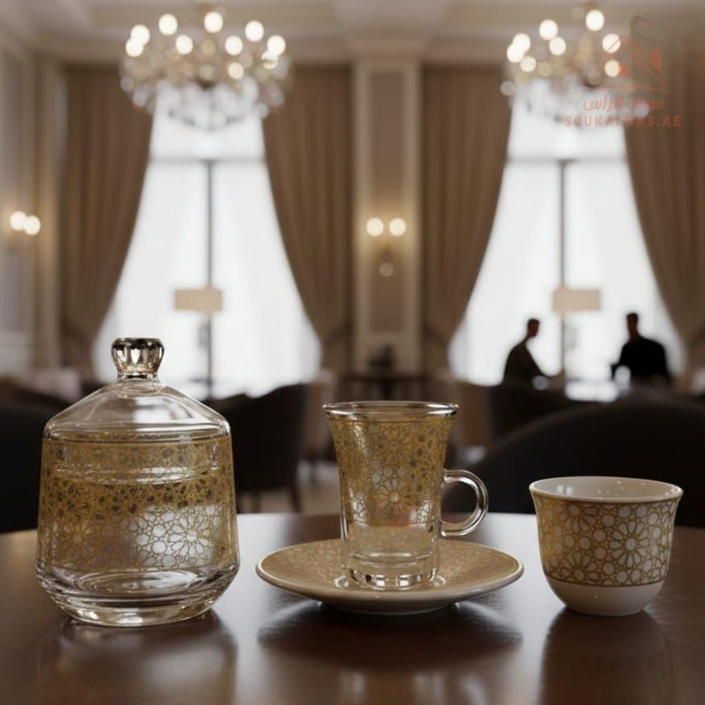 Luxury Arabic Tea and Coffee Set of 18 Pieces (6 Arabic Coffee Cups ...