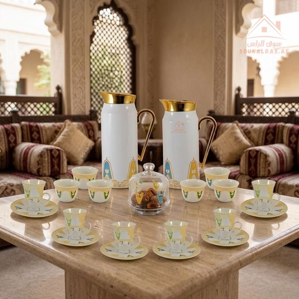 Luxury Arabic Tea and Coffee Set of 20 Pieces (2 Dallahs - 6 Arabic Co ...