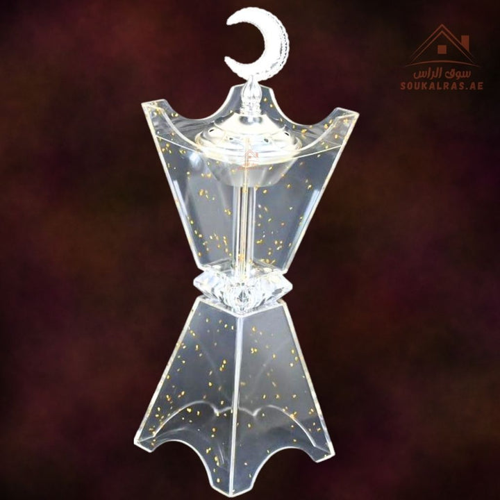 Luxury Crystal Bakhoor Burner | Gold & Silver | Crescent Moon Design | Elegant Oud & Incense Holder for Home & Majlis Décor - Souk Al Ras