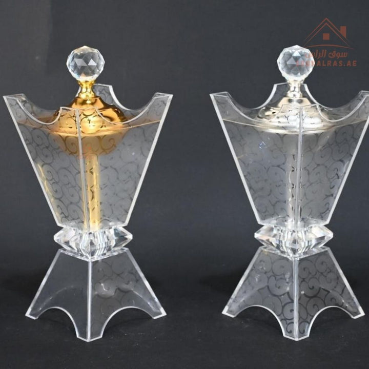 Luxury Crystal Bakhoor Burner | Gold & Silver | Elegant Acrylic Oud & Incense Holder | Premium Arabic Home Décor - Souk Al Ras