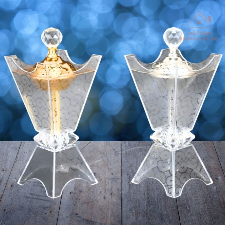 Luxury Crystal Bakhoor Burner | Gold & Silver | Elegant Acrylic Oud & Incense Holder | Premium Arabic Home Décor - Souk Al Ras