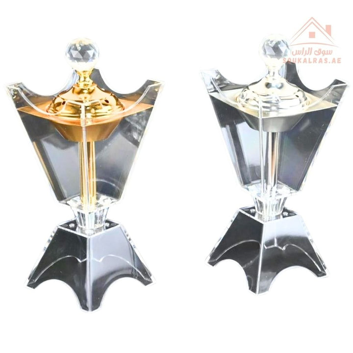 Luxury Crystal Bakhoor Burner | Gold & Silver | Elegant Acrylic Oud & Incense Holder | Premium Home & Majlis Décor - Souk Al Ras