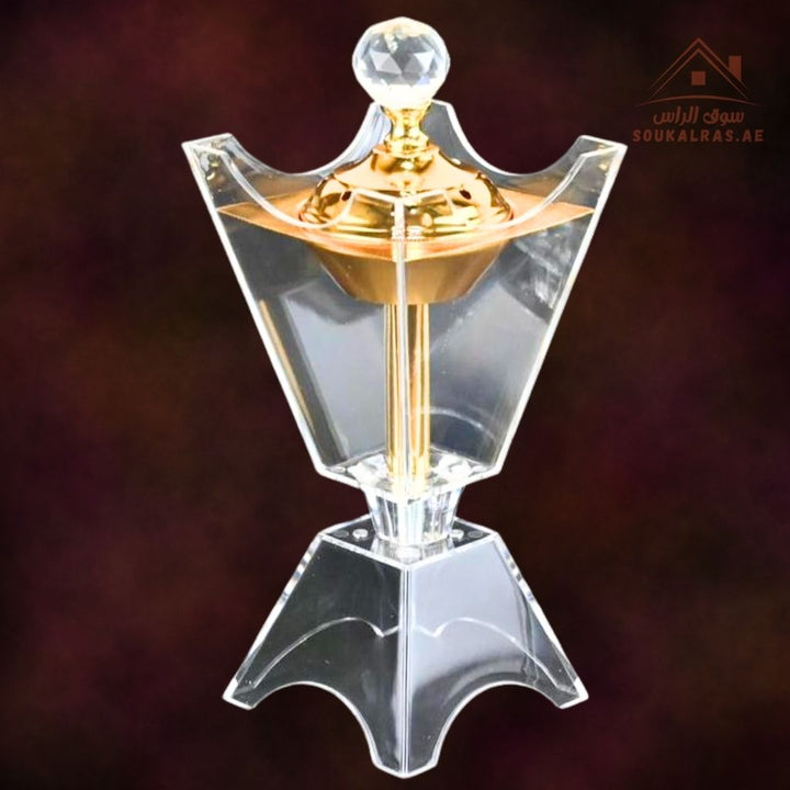 Luxury Crystal Bakhoor Burner | Gold & Silver | Elegant Acrylic Oud & Incense Holder | Premium Home & Majlis Décor - Souk Al Ras