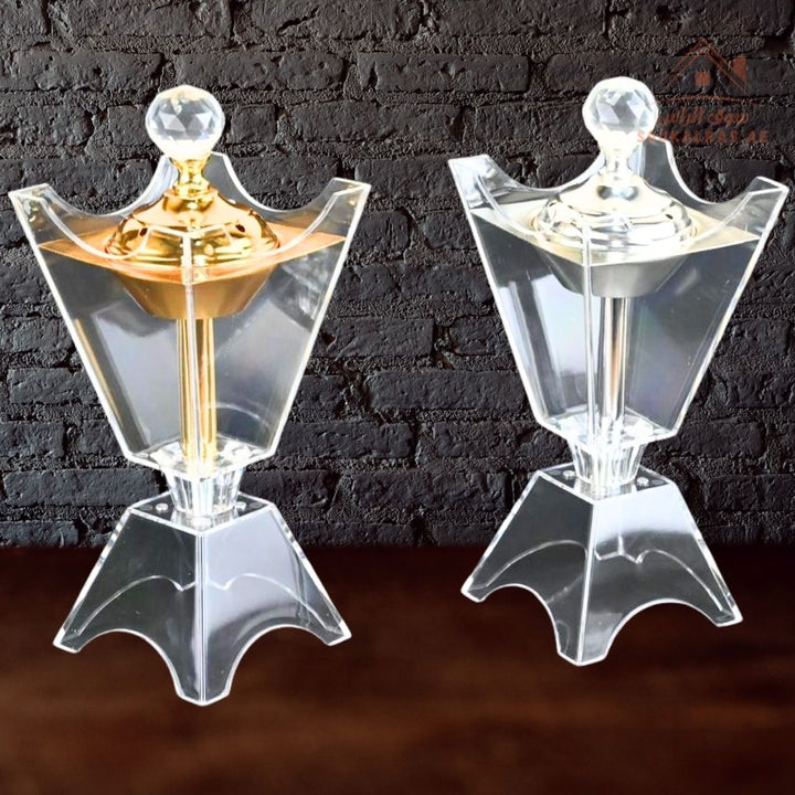 Luxury Crystal Bakhoor Burner | Gold & Silver | Elegant Acrylic Oud & Incense Holder | Premium Home & Majlis Décor - Souk Al Ras