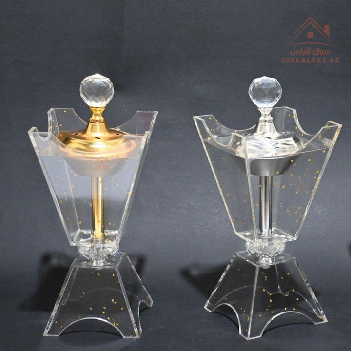 Luxury Crystal Bakhoor Burner | Gold & Silver | Premium Acrylic Oud Burner | Elegant Arabic Home Décor - Souk Al Ras