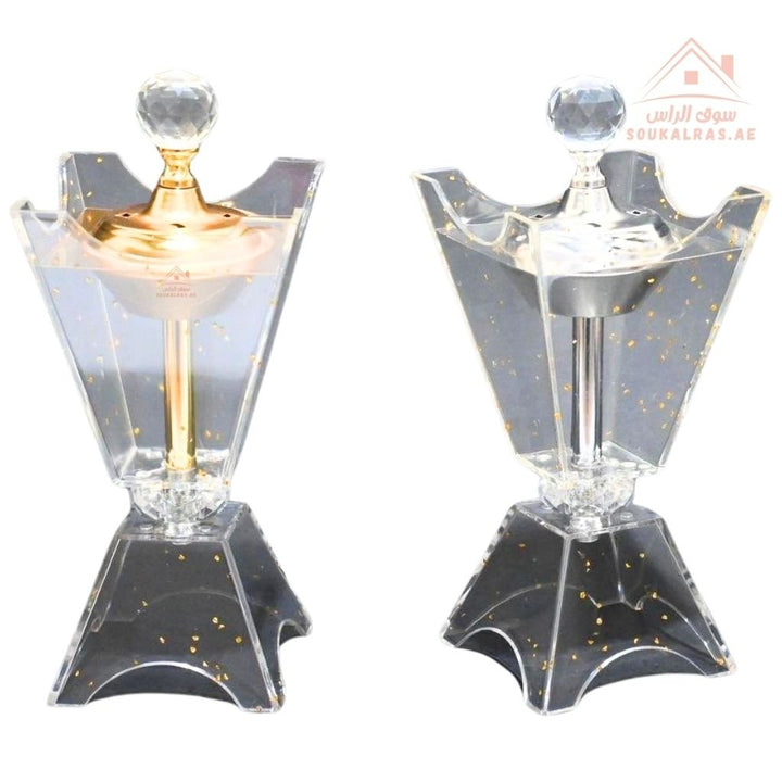 Luxury Crystal Bakhoor Burner | Gold & Silver | Premium Acrylic Oud Burner | Elegant Arabic Home Décor - Souk Al Ras