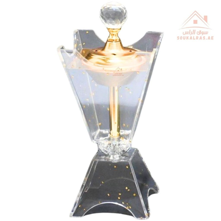 Luxury Crystal Bakhoor Burner | Gold & Silver | Premium Acrylic Oud Burner | Elegant Arabic Home Décor - Souk Al Ras