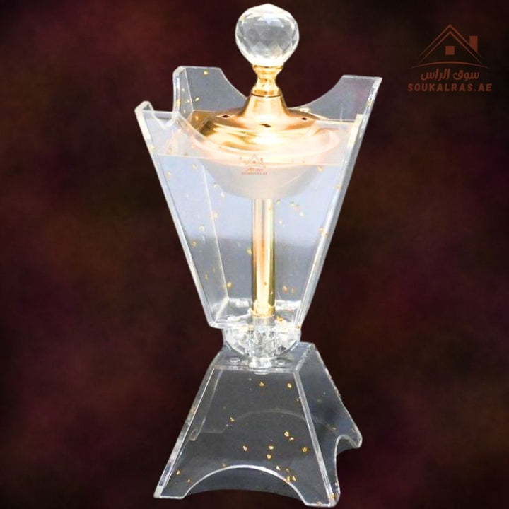 Luxury Crystal Bakhoor Burner | Gold & Silver | Premium Acrylic Oud Burner | Elegant Arabic Home Décor - Souk Al Ras