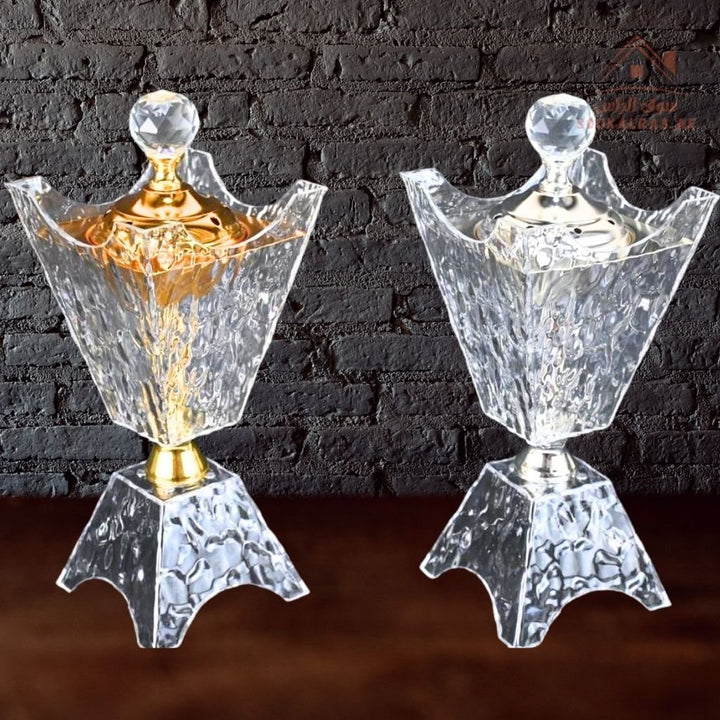 Luxury Crystal Bakhoor Burner | Gold & Silver | Premium Acrylic Oud Burner | Elegant Home & Majlis Décor - Souk Al Ras