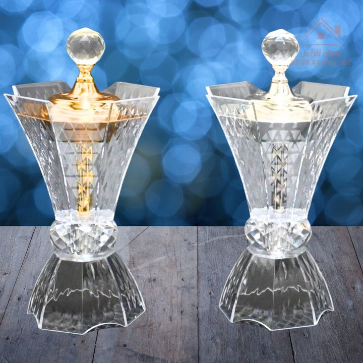 Luxury Crystal Bakhoor Burner | Gold & Silver | Premium Acrylic Oud Burner | Elegant Home & Majlis Décor - Souk Al Ras