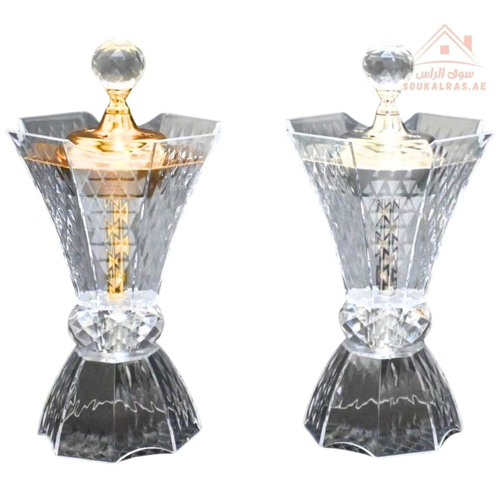 Luxury Crystal Bakhoor Burner | Gold & Silver | Premium Acrylic Oud Burner | Elegant Home & Majlis Décor - Souk Al Ras