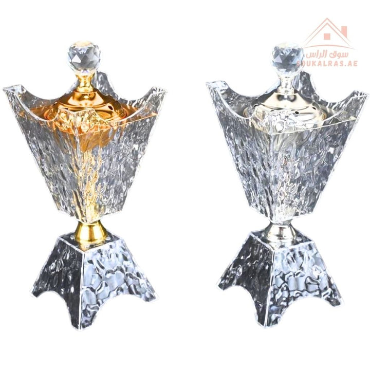 Luxury Crystal Bakhoor Burner | Gold & Silver | Premium Acrylic Oud Burner | Elegant Home & Majlis Décor - Souk Al Ras