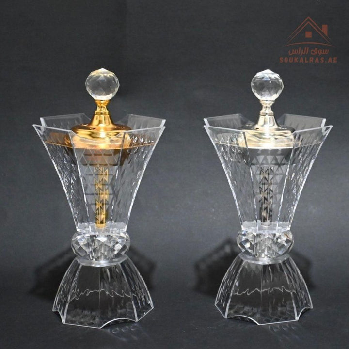Luxury Crystal Bakhoor Burner | Gold & Silver | Premium Acrylic Oud Burner | Elegant Home & Majlis Décor - Souk Al Ras