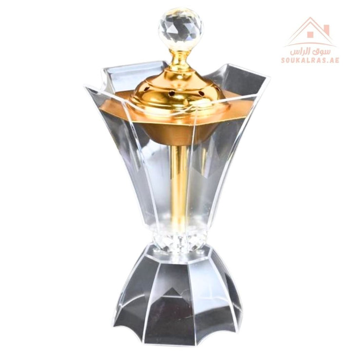 Luxury Crystal Bukhoor Burner| Elegant Acrylic Incense Holder | Available in Gold & Silver | Perfect Design for Home, Majlis & Gifting - Souk Al Ras