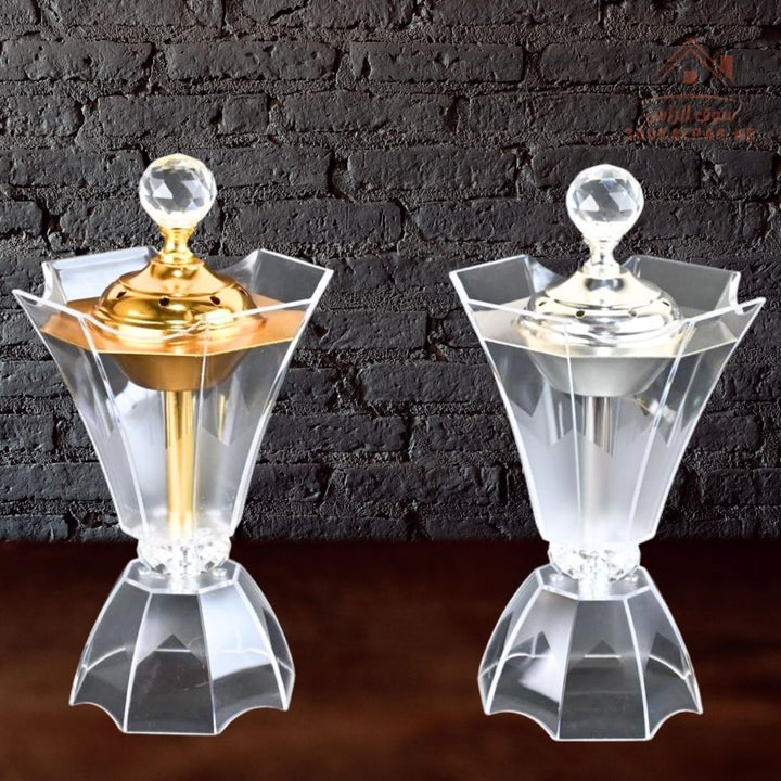 Luxury Crystal Bukhoor Burner| Elegant Acrylic Incense Holder | Available in Gold & Silver | Perfect Design for Home, Majlis & Gifting - Souk Al Ras