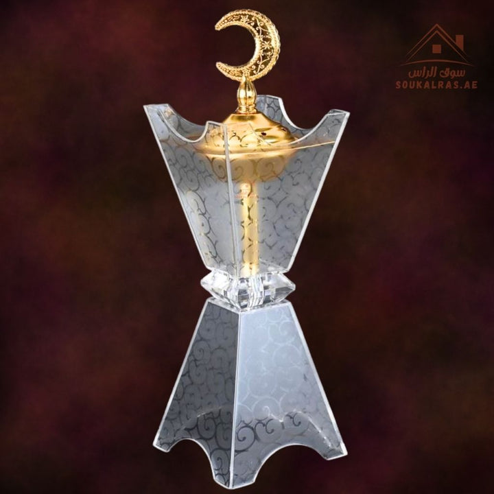 Luxury Crystal Bukhoor Burner with Crescent Top| Available in Gold & Silver | Elegant Arabic Design for Home, Majlis & Gifting (Copy) (Copy) - Souk Al Ras