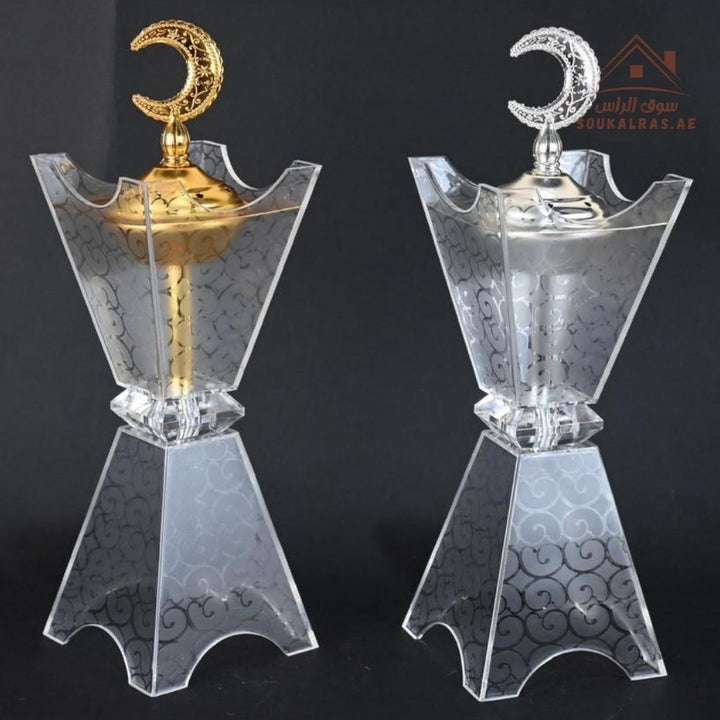 Luxury Crystal Bukhoor Burner with Crescent Top| Available in Gold & Silver | Elegant Arabic Design for Home, Majlis & Gifting (Copy) (Copy) - Souk Al Ras