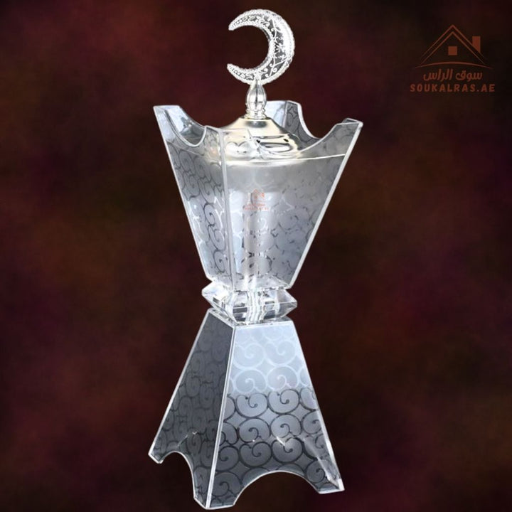 Luxury Crystal Bukhoor Burner with Crescent Top| Available in Gold & Silver | Elegant Arabic Design for Home, Majlis & Gifting (Copy) (Copy) - Souk Al Ras