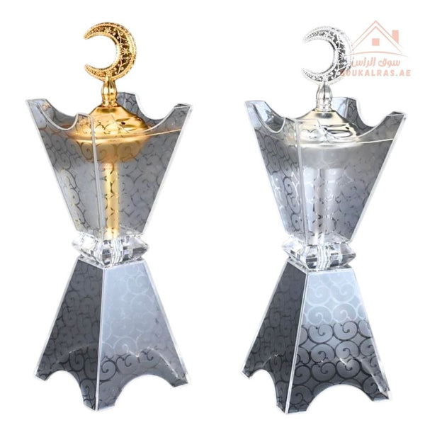 Luxury Crystal Bukhoor Burner with Crescent Top| Available in Gold & Silver | Elegant Arabic Design for Home, Majlis & Gifting (Copy) (Copy) - Souk Al Ras