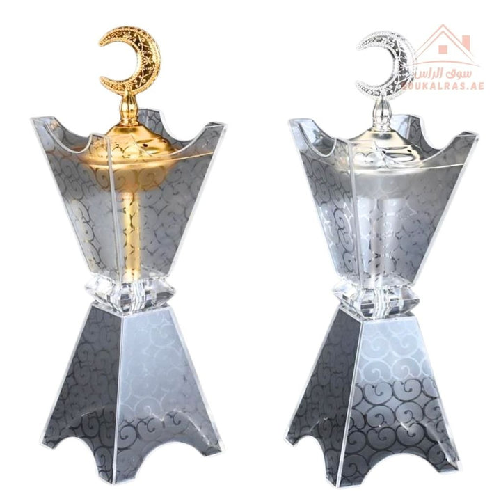 Luxury Crystal Bukhoor Burner with Crescent Top| Available in Gold & Silver | Elegant Arabic Design for Home, Majlis & Gifting (Copy) (Copy) - Souk Al Ras
