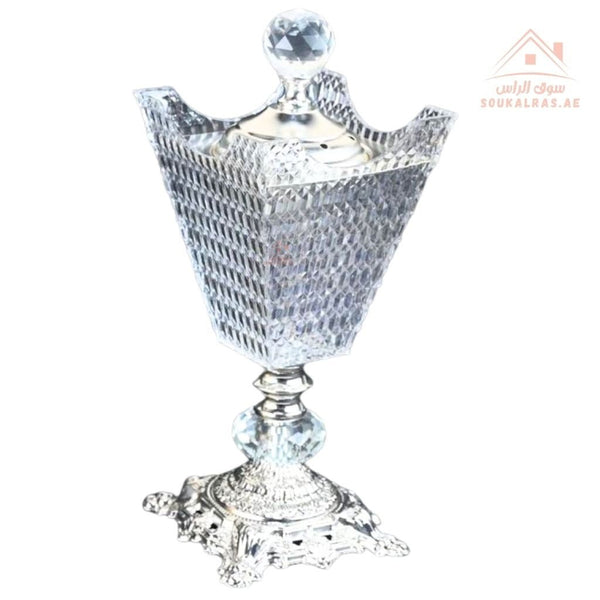 Luxury Crystal Bukhoor Burner with Ornate Base| Available in Gold & Silver | Elegant Arabic Design for Home, Majlis & Gifting - Souk Al Ras