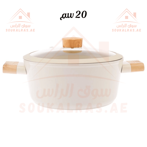 Luxury Crystal Pot 20 cm | Elegant Cookware with Wooden Handle | Durable and Stylish | Made in Türkiye - Souk Al Ras