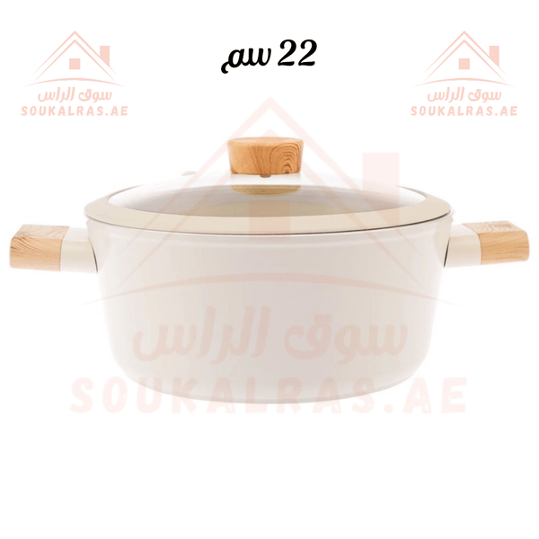 Luxury Crystal Pot 22 cm | Elegant Cookware with Wooden Handle | Durable and Stylish | Made in Türkiye - Souk Al Ras