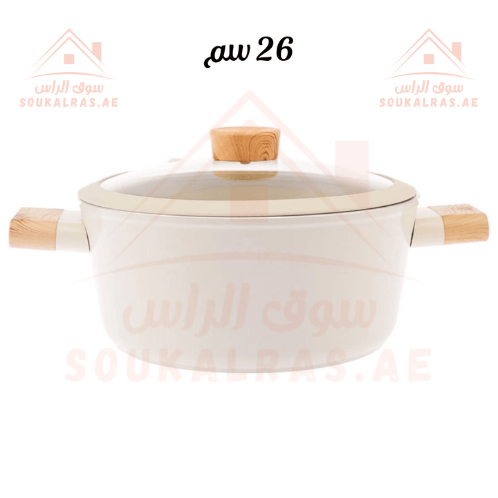 Luxury Crystal Pot 26 cm | Elegant Cookware with Wooden Handle | Durable and Stylish | Made in Türkiye - Souk Al Ras