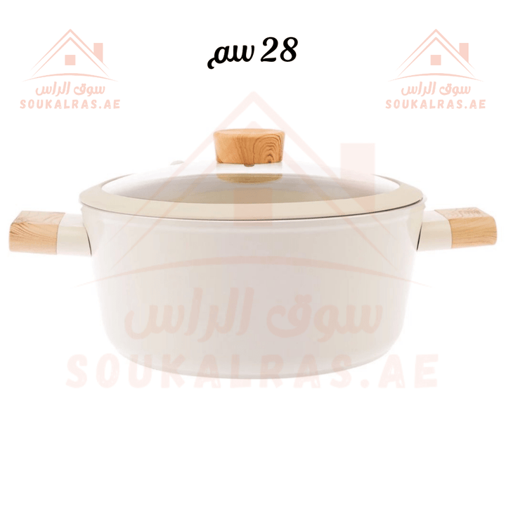 Luxury Crystal Pot 28 cm | Elegant Cookware with Wooden Handle | Durable and Stylish | Made in Türkiye - Souk Al Ras