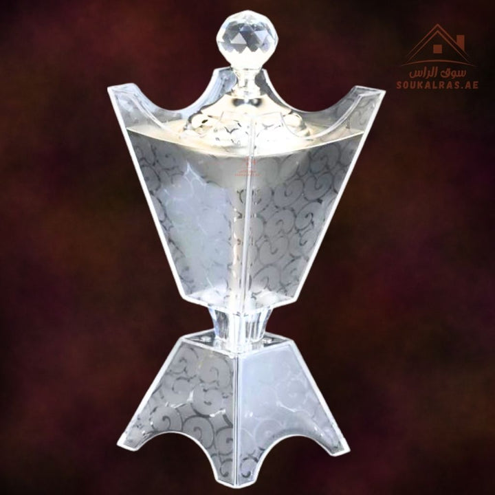Luxury Engraved Crystal Bakhoor Burner | Gold & Silver | Premium Acrylic Oud & Incense Holder | Elegant Arabic Home Décor - Souk Al Ras