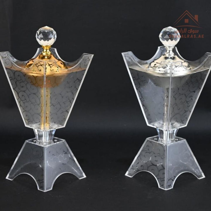Luxury Engraved Crystal Bakhoor Burner | Gold & Silver | Premium Acrylic Oud & Incense Holder | Elegant Arabic Home Décor - Souk Al Ras