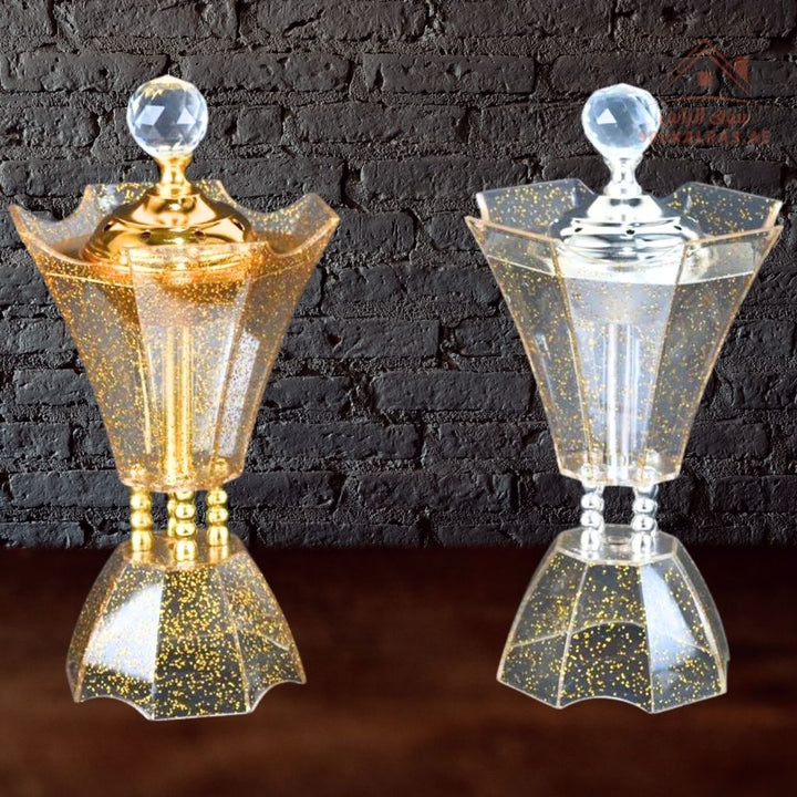 Luxury Glitter Crystal Bakhoor Burner | Gold & Silver | Sparkling Acrylic Incense Holder | Elegant Home & Majlis Décor - Souk Al Ras