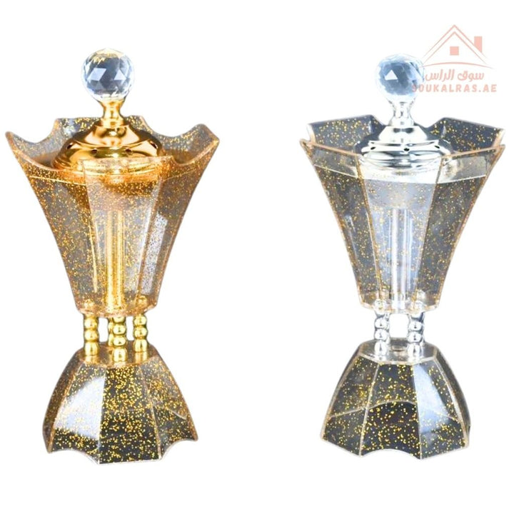Luxury Glitter Crystal Bakhoor Burner | Gold & Silver | Sparkling Acrylic Incense Holder | Elegant Home & Majlis Décor - Souk Al Ras