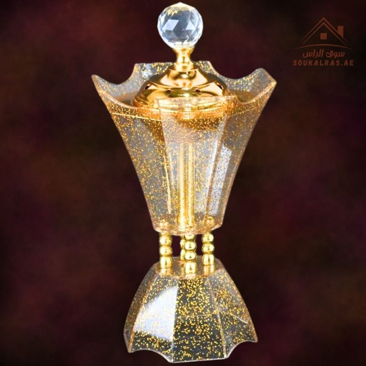 Luxury Glitter Crystal Bakhoor Burner | Gold & Silver | Sparkling Acrylic Incense Holder | Elegant Home & Majlis Décor - Souk Al Ras