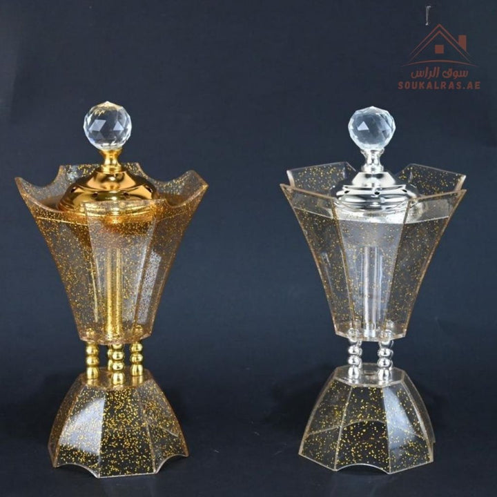 Luxury Glitter Crystal Bakhoor Burner | Gold & Silver | Sparkling Acrylic Incense Holder | Elegant Home & Majlis Décor - Souk Al Ras